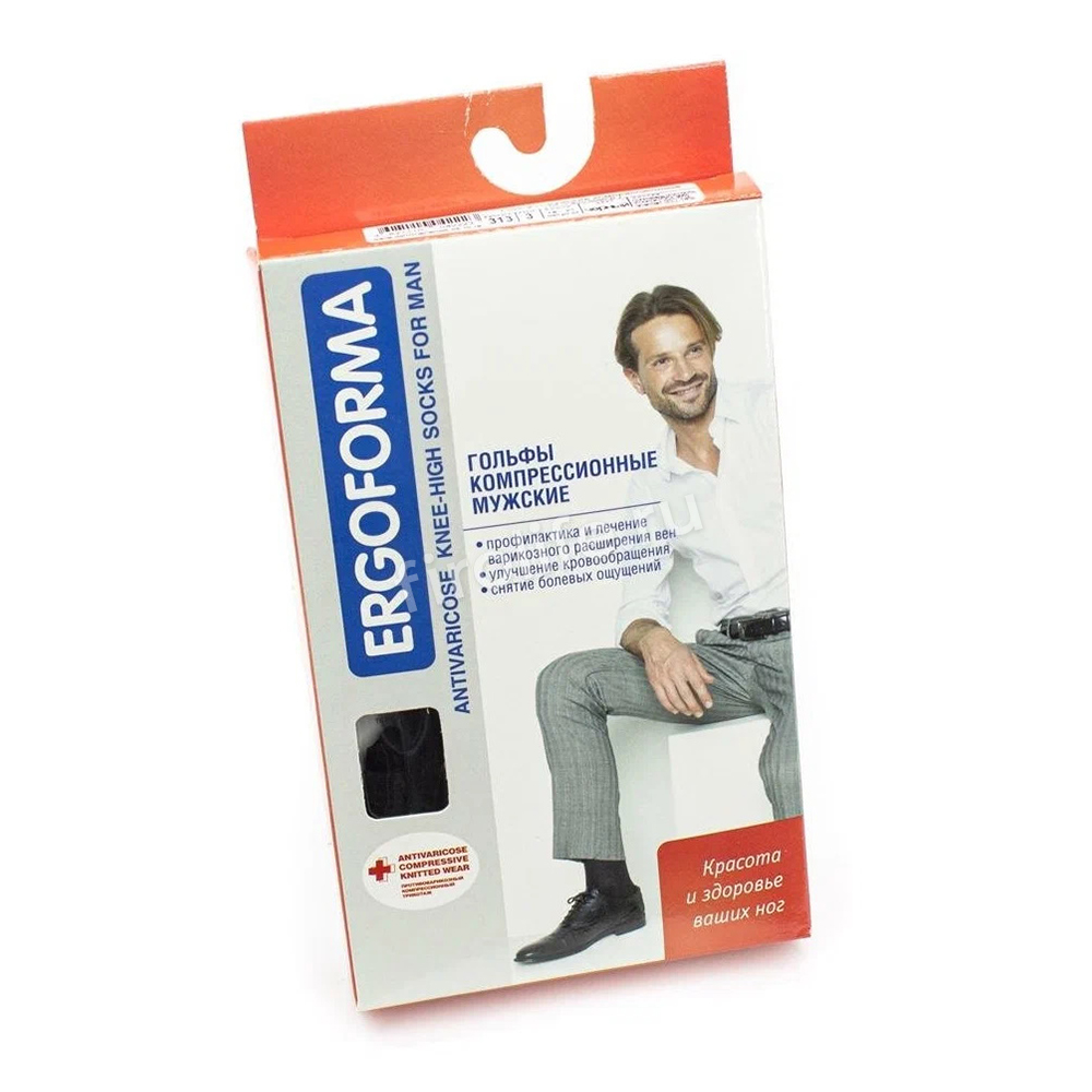 Компрессионные гольфы мужские с хлопком Ergoforma 313 (1 класс компр.)