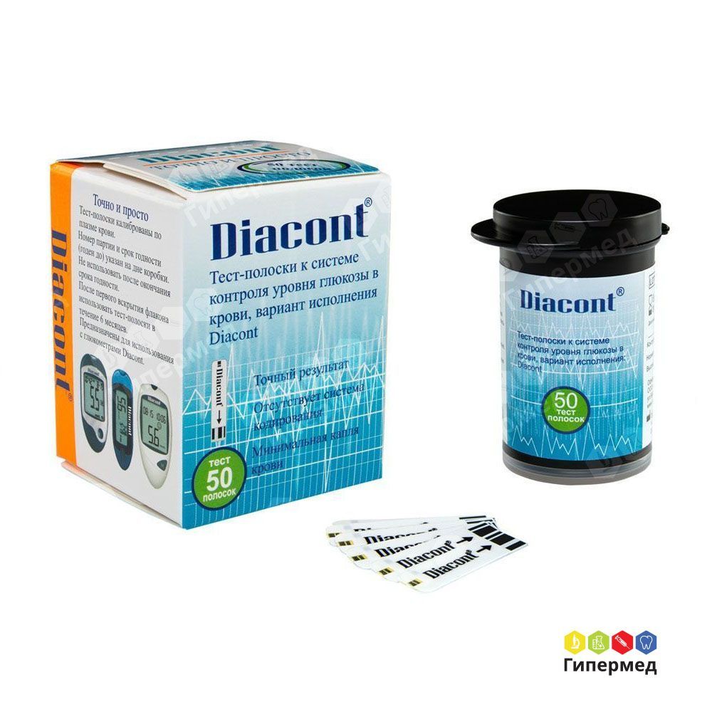 Тест-полоски к системе контроля Diacont (упак. 50шт)