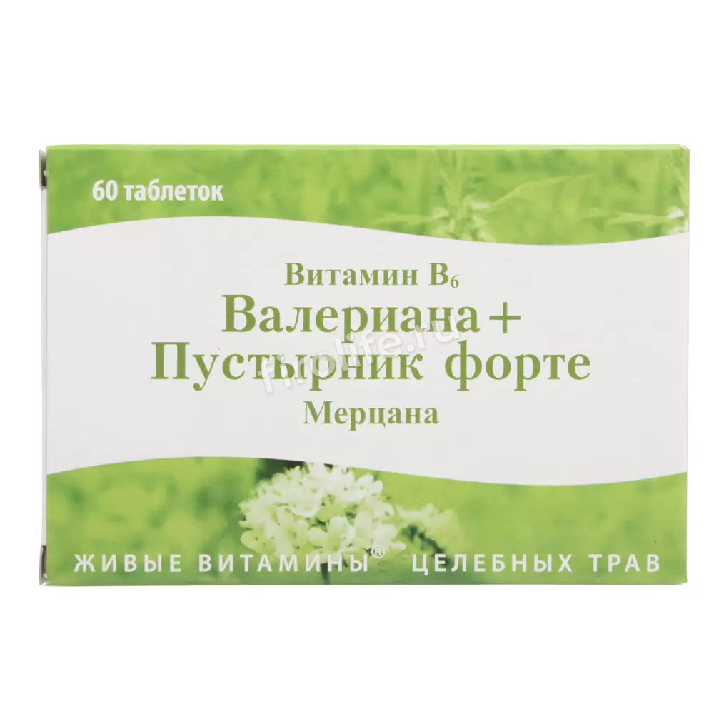 Витамин В6, Валериана + Пустырник форте Мерцана (60 таб.)
