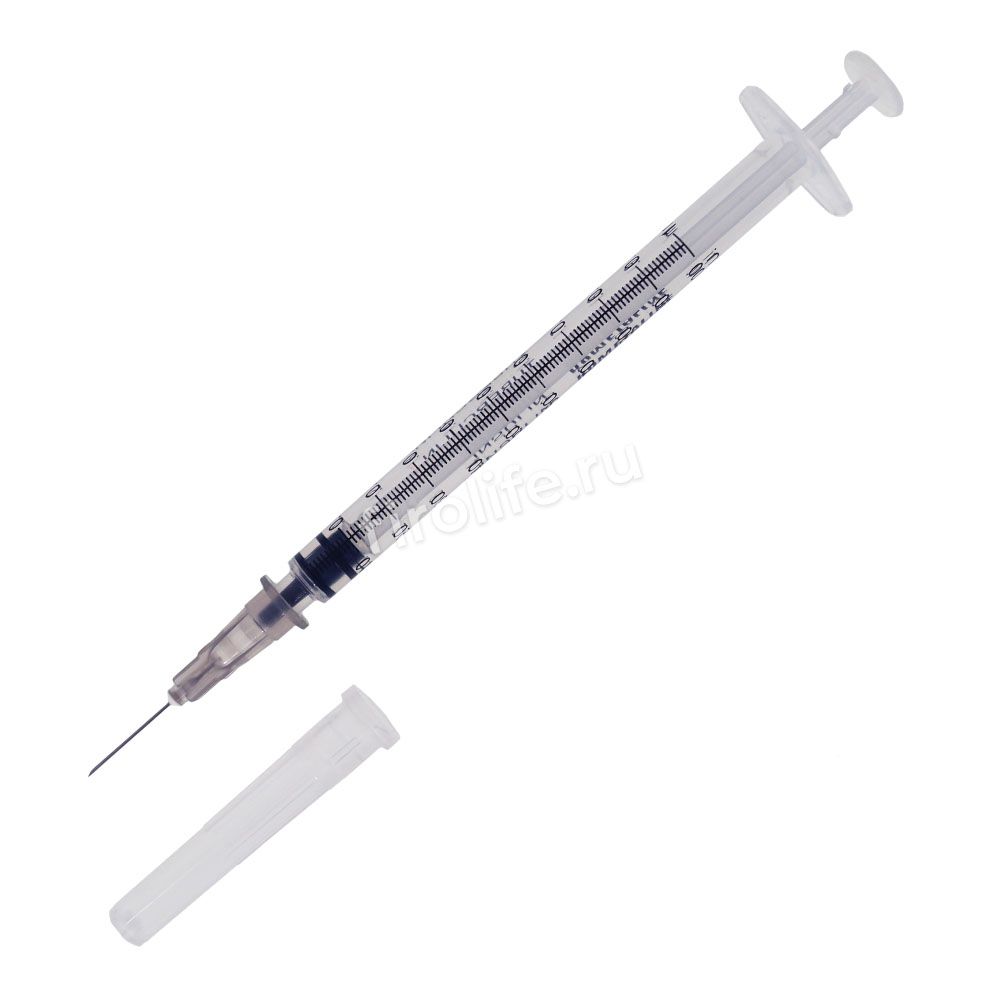 Шприц инсулиновый 1мл 3-х компонентный с иглой 27G 1/2 (0,4х12мм) Kometaline