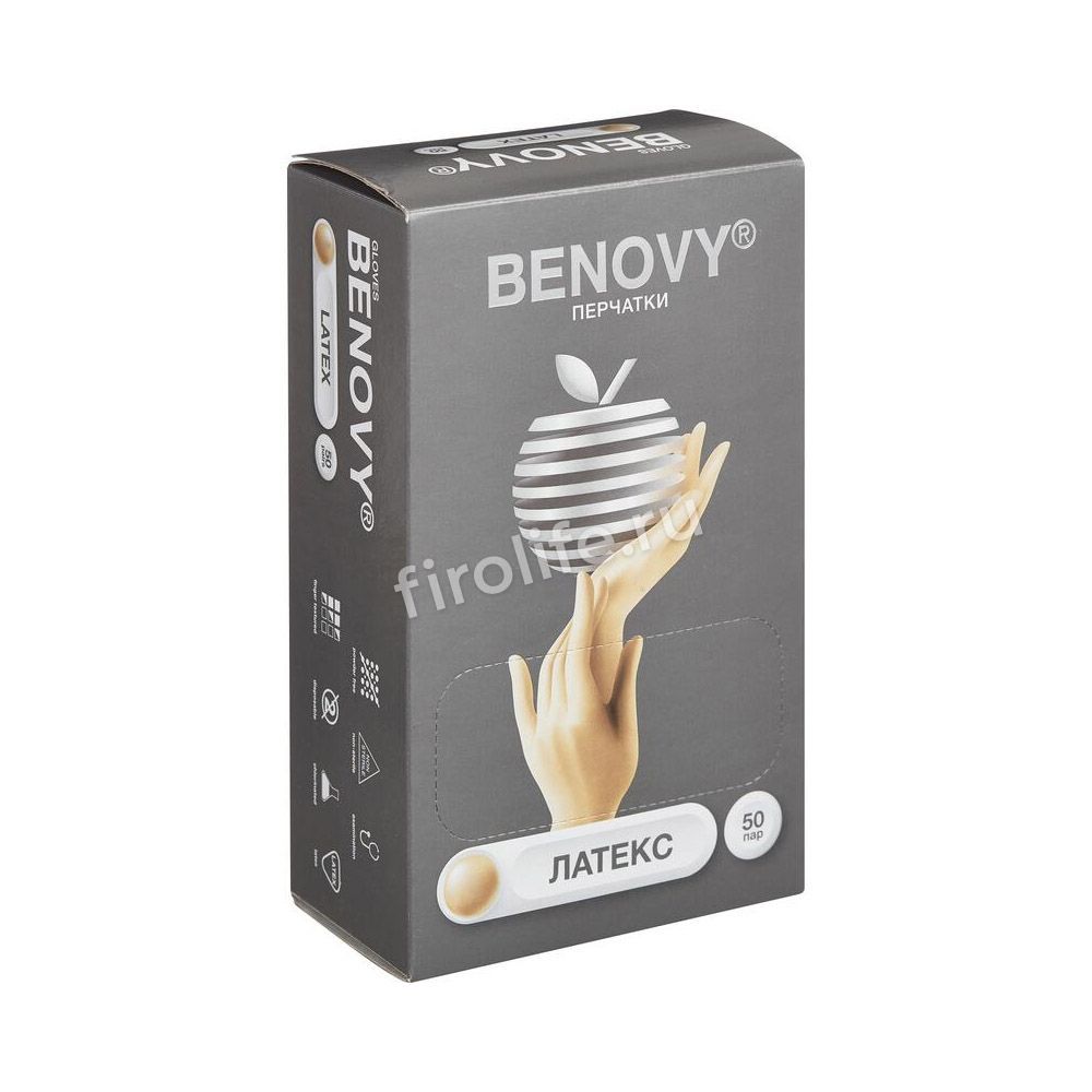 Перчатки латексные смотровые текстурированные Benovy