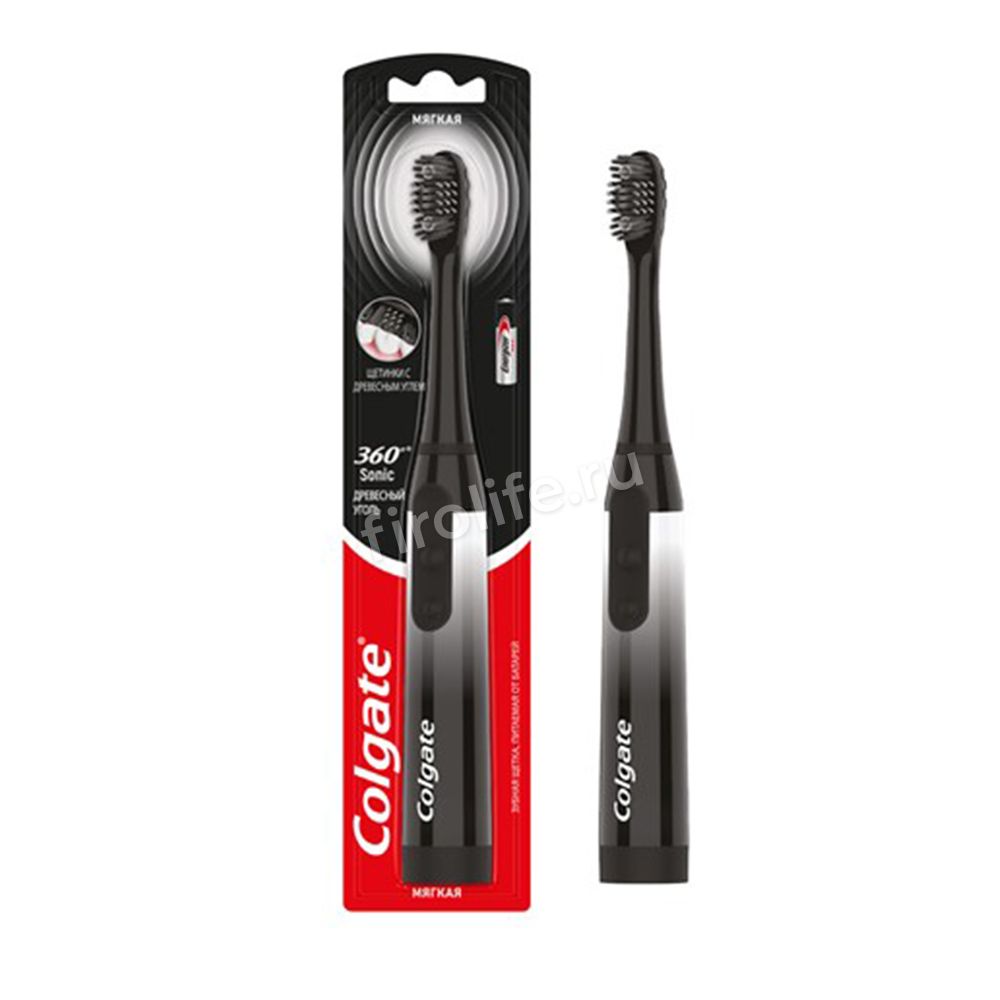 Электрическая зубная щетка мягкая Colgate 360 Sonic Древесный уголь
